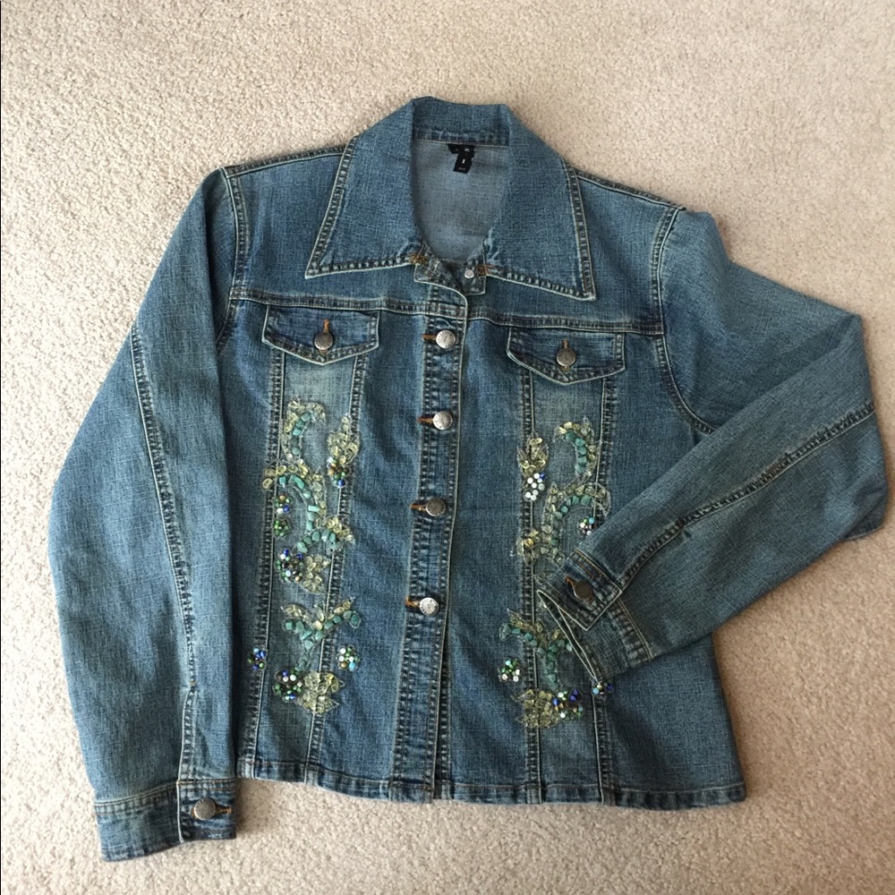 SOLD—Beaded, Embroidered Jean Jacket!  Size 4